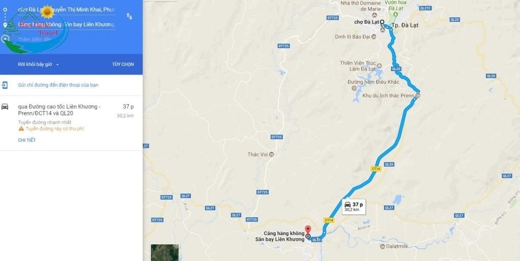 Đoạn văn đã được viết lại: Khoảng cách giữa sân bay Liên Khương và Đà Lạt. là khoảng 30 km, và mất khoảng 45 phút di chuyển bằng xe hơi.